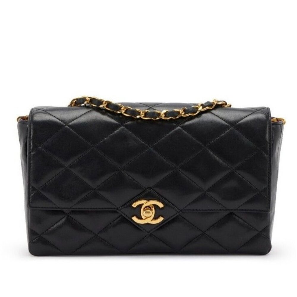 Authentic CHANEL 24K Vintage Classic Single Flap Bag Quilted Lambskin Chain Tote - Picture 2 of 11